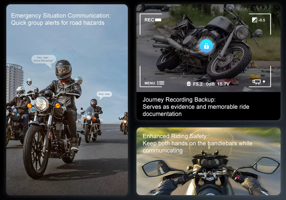 Kit bluetooth / intercom avec caméra intégrée pour casque 2 roues - FreedConn R3 Pro V2